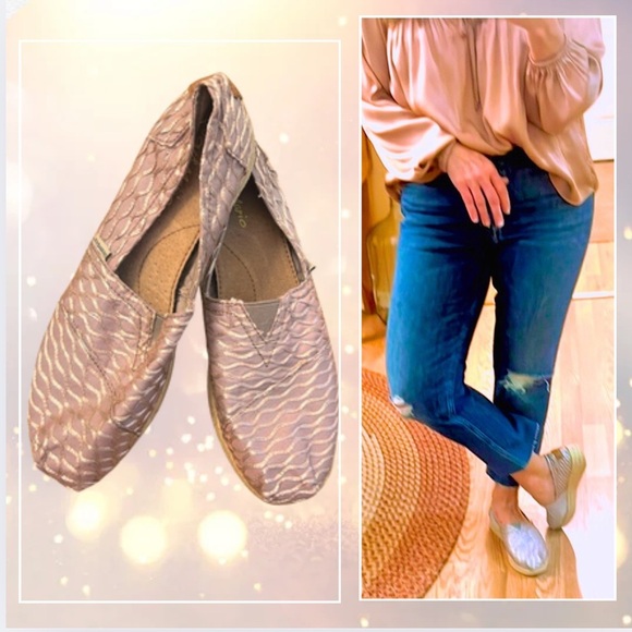 Joy & Mario,Pink Shimmering Satin,Hint of Shine,Women's Espadrilles,EUC, Size 9W - Picture 2 of 8